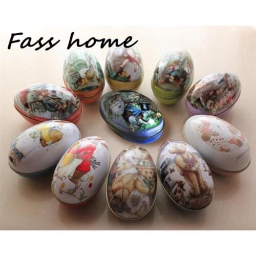 Easter Egg Shaped Candy Tin Packaging Box Creative Wedding Birthday Childrens Day Rabbit Pattern Candy Box Party Gifts