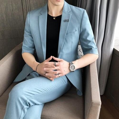 Latest Design Costume Homme Mariage Men Suits Formal Summer Streetwear Business Men Suit Prom Suits 2 Pieces Jacket +Pants Suits