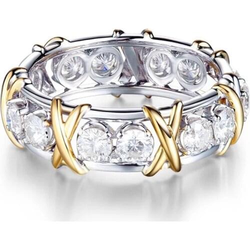 Creative European and American X-shaped Crystal Zircon Ring for Women Wedding Engagement Party Rings Jewelry Accrssories