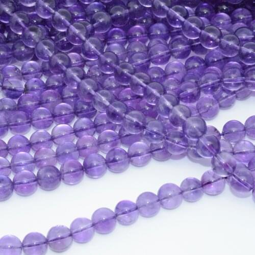 Natural Light Amethyst Loose Round Beads 8mm
