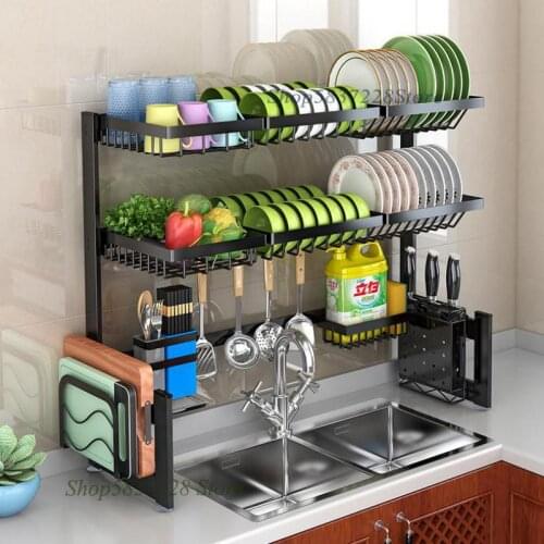 Stainless steel kitchen sink rack, bowl, drain rack, sink on the sink, dish storage rack