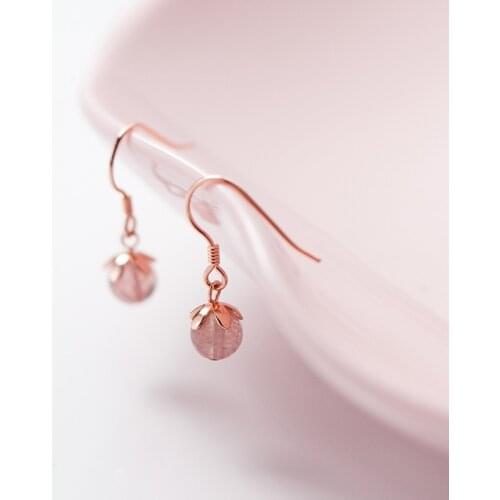 MloveAcc New Pink Crystal Charm Drop Earrings Fashion 925 Sterling Silver Swing Elegant Dangle Earring for Women Fine Jewelry