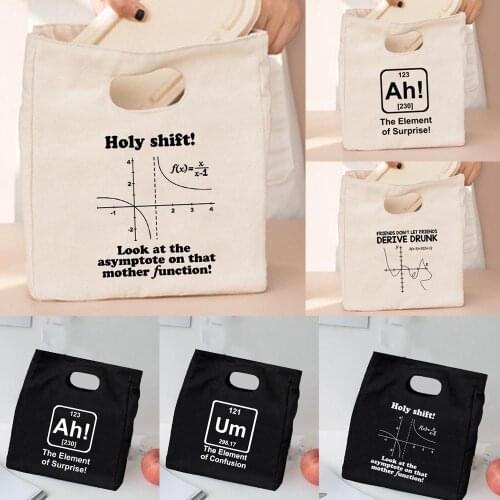 Fashion Letters Printing Portable Lunch Box Thermal Bags for Women Harajuku Eco Travel Female Pouch School Food Storage Pouch