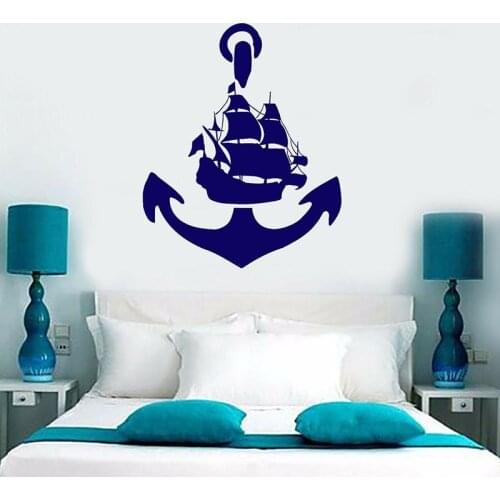 Marine Anchor Wall Decal Ocean Sea Ship Yacht Door Window Vinyl Stickers Kids Bedroom Bathroom Nursery Interior Decor Art E807