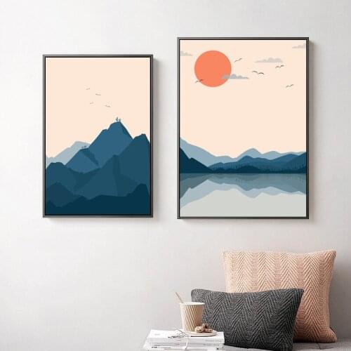 Mountain Landscape Canvas Poster Printing For Home Design Abstract Sunrise Modern Wall Picture Room Decor Aesthetic