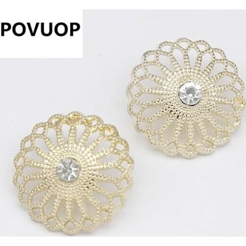 POVUOP button metal button Quality metal cutout overcoat sweater button buttons gold suit shirt clothes gold butto 18/25mmn