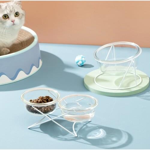 Drinking Bowls for Dog Animals Feeding Container Storage Cat Glass Feeder Drinker Food Elevated Best Selling Pet Bowl Supplies