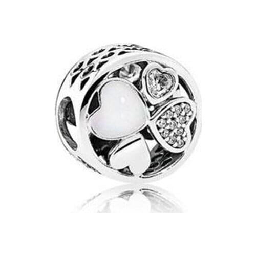 Authentic 925 Sterling Silver Beads Hollow Heart-shaped White Love Beads Fit Original Pandora Bracelet For Women Diy Jewelry