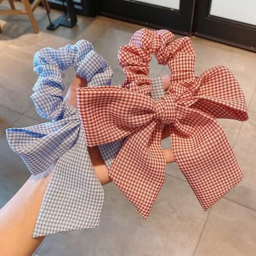 Oversized Butterfly Scrunchies For Girls Hair Accessories Plaid Print Hair Bands Hair Ring Hair Styling Tools Head Rope