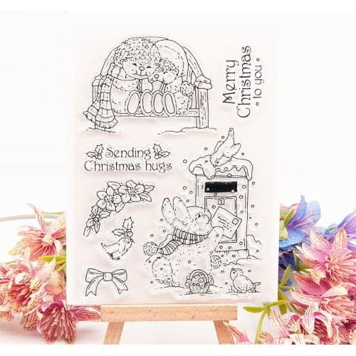 Christmas Snow Rabbit Stamps Transparent Seal 10.5x15cm Silicone Seal TPR Halloween Roller stamps DIY Scrapbooking Card