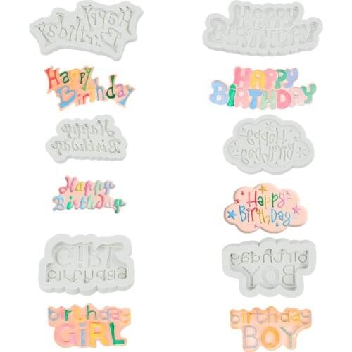 1pc Happy Birthday 3D Silicone Cake Mold DIY Chocolate Fondant Cake Decorating Baking Tools Bakeware Pudding Pastry Paste Mould