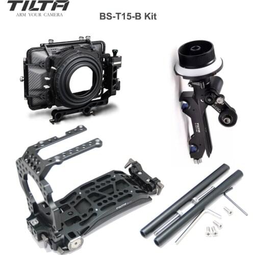 Tilta ES-T15-B 19mm FS7 RIG KIG Baseplate shoulder pad+MB-T04 4*5.65 matte box+FF-T05 Follow Focus for Sony FS7 4K camera