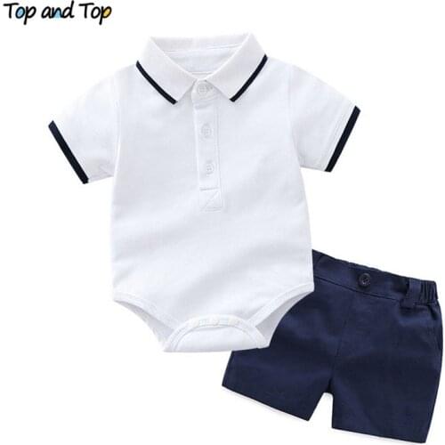 Top and Top Baby Boy Clothing Set Summer Cotton Short Sleeve Romper Tops+Shorts Infant Boys Outfits Toddler Boy Clothes