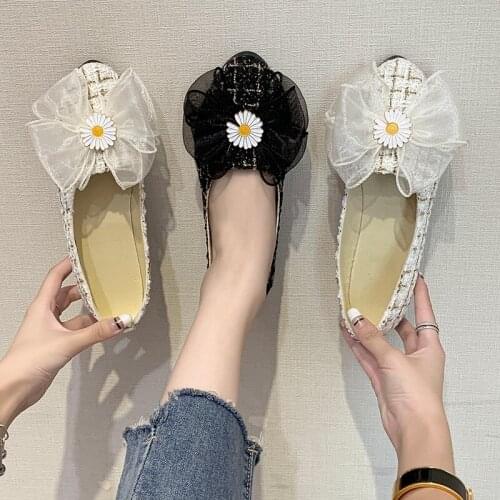 Spring/Autumn Xiaoxiangfeng Women Shoes Fashion Casual Pointed Toe Slip-On Little daisy Lace Butterfly-knot Breathable Solid