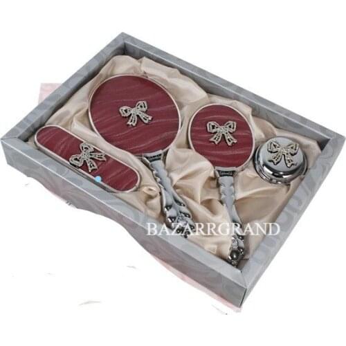 YOUR COMB SET WITH QUALITY COLOR TO ADD ELEGANCE TO YOUR STYLE Luxury Bridal Mirror Brush Toiletry Set (Burgundy FREE SHİPPİNG