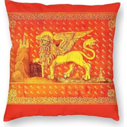 Venice Veneto Flag Square Throw Pillow Case Decoration 3D Two Side Printing Lion of Saint Mark Cushion Cover for Living Room
