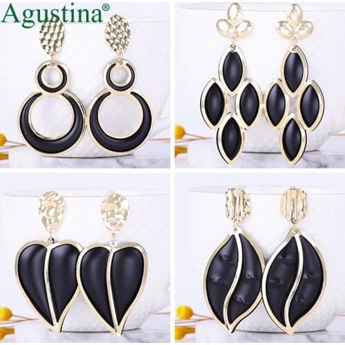Agustina drop earrings fashion jewelry metal black earrings for women long earrings dangle geometry earring boho wholesale kpop