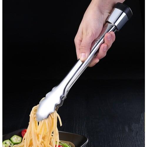 1PC Stainless Steel Tongs Bread Food Clip Barbecue Tong Pizza Bread Steak Clip Home Kitchen Utensils Accessories PL 009