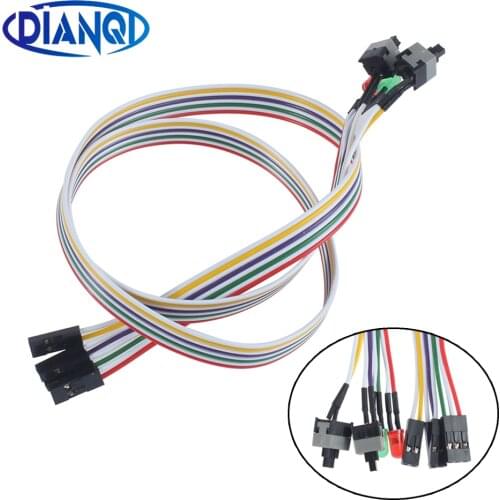1Pc Slim PC Compute Motherboard Power Cable Original On Off Reset with LED Light PC Power Reset Switch Push Button Switch 65cm