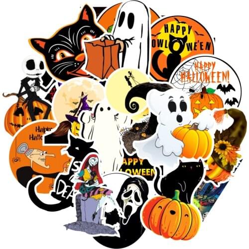 10/50Pcs Hand Drawing Watercolor Halloween Eve decoration Notebook Planner Scrapbooking, DIY Paper Sticker