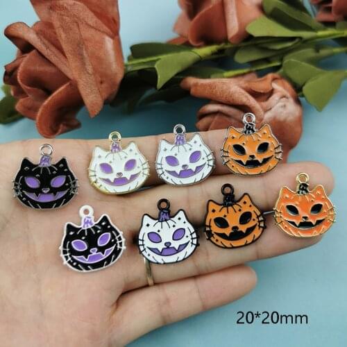 ApeUr 10pcs Halloween Enamel Skull Pumpkin Charm Jewelry Making Crafting Fashion Earring Pendant Cute Necklace Bracelet Charms