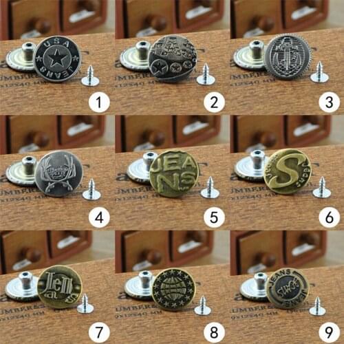 10Pcs/Set Random Pattern Snap Fastener Metal Buttons For Clothing Jeans Perfect Fit Adjust Waist Free Nail Twist Sewing Buttons