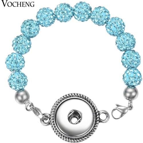 10PCS/Lot Vocheng Snap Charms Lava Stone Elastic Bracelet Stainless Steel Accessories Bracelet for 18mm Button NN-653*10