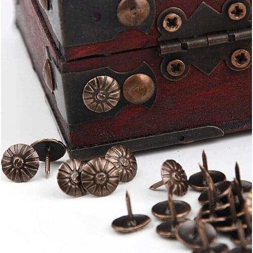 100Pcs Gold Brass Decorative Nails Tacks Applied Jewelry Gift Box Table Pushpins Furniture Hardware Tool 11X16mm