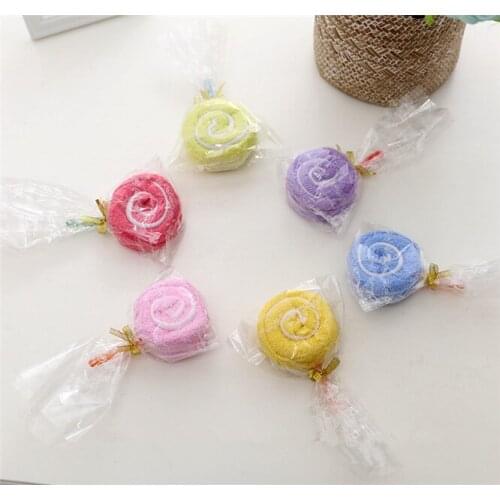 100pcs Cake Towel Colorful Candies Creative Party Gift Towels Microfiber Fabric Lovely Towel Mini Lollipop Towel wedding decor