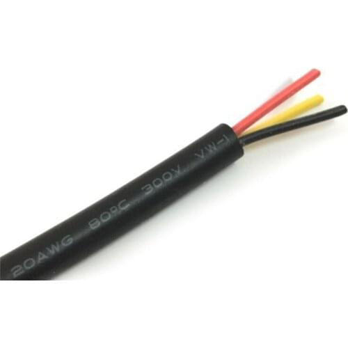 22AWG RVV 2/3/4 Cores Tinned Copper Wire Conductor Electric 0.3 Square RVV Cable Black soft sheathed wire 10M/lot