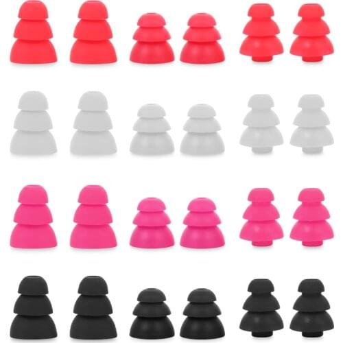 3 Pairs Silicone Three Layer In-Ear Earbuds Cover Eartips Soft Replacement Earplug Protection Earphone Cap Earphone Accessory