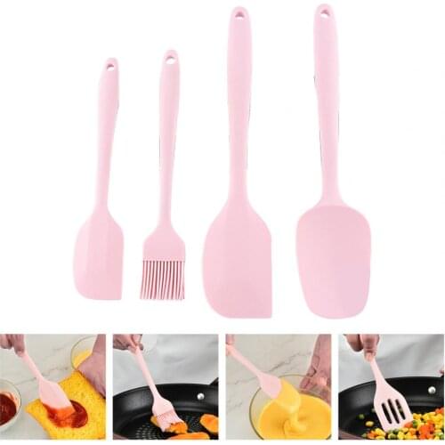 Smooth Edge 1 Set Useful Waterproof Cooking Scraper Spatulas 4 Colors Utensils Kit One-piece Design for Cooking