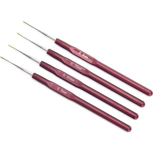 4 Pcs Hook Needle Crochet Micro Hook For Making Braiding Dreadlock Hair Tools 0.5Mm 0.6Mm 0.7Mm 0.8Mm Smooth Handle