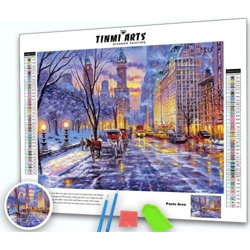 5D Diamond Painting Canvas Snow Bulidings Street Full Round Drill DIY Mosaic Cross Stitch Handmade Embroidery Kits Decor Home