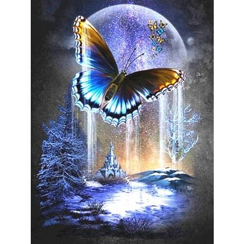 Canvas Size 5D Diy Diamond Painting Cross Stitch Kit Diamond Mosaic Embroidery " Butterfly " Painting Square/Round Drill Gift
