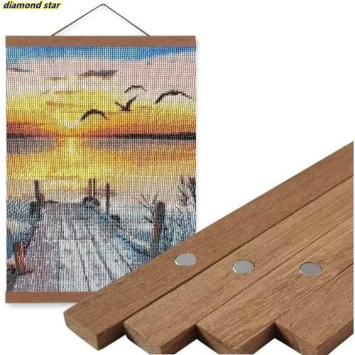 Diamond Painting black Frame Magnetic Wooden Hanger Wood Photo Frame Painting Canvas Poster Frame Canvas Frame Art Christmas