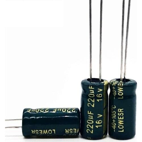 20pcs/lot T09 220uf16V aluminum electrolytic capacitor size 6*12 16V 220uf 20