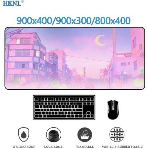 Anime Moon landscape Large Rubber Gaming Speed Kawaii XL Mousepad Keyboard Computer Desk mouse pad 900x400 desktop table mat