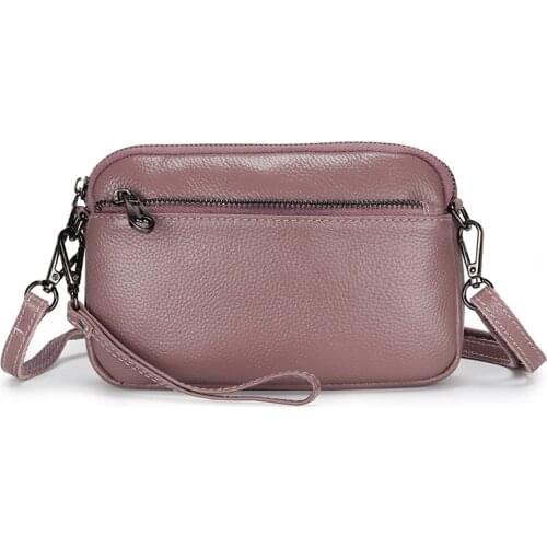 Free Shipping Purple Color Small Shoulder Bag Women Clutch Coin Purse High Quality Genuine Cow Leather Female Messenger Handbag
