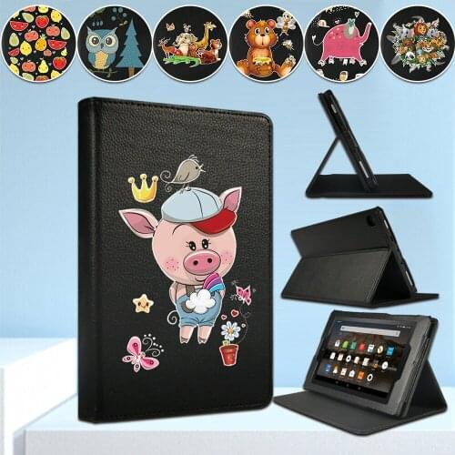 Tablet Case for Amazon Fire 7 /Fire HD 8 /Fire HD10 Alexa Anti-fall Dust-proof EVA Cute Cartoon Pattern Front Bracket Cover Case
