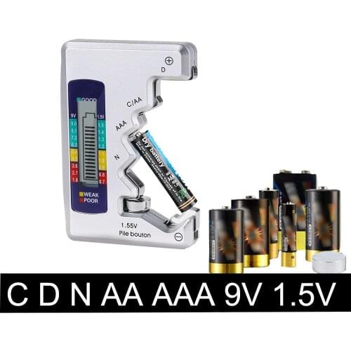 Digital Battery Tester LCD Display C D N AA AAA 9V 1.5V Battery Button Cell Capacity Check Detector Capacitance Diagnostic Tool
