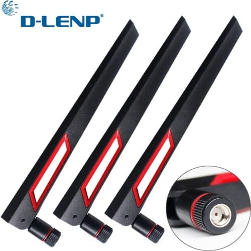 Dlenp 3pcs/set 2.4Ghz 5Ghz 5.8Ghz Dual Band Antenna for WIFI Router 12dBi Antenna with RP SMA Male Connector (hole)