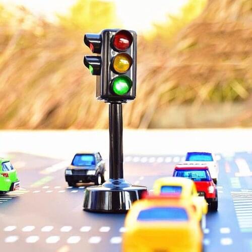 Simulated Two-Sided Traffic Lights Road Sign Lamp Crosswalk Signals with Base Early Learning Toys for Boys & Girls