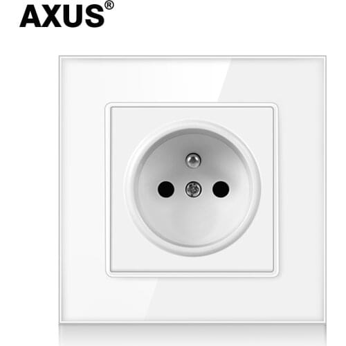 AXUS French standard socket wall socket White Crystal Glass Panel Power Socket Plug Grounded Electrical Outlet 16A AC 110V-250V
