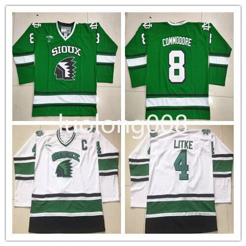 Customize University of North Dakota Fighting Sioux Dane Litke Hockey Jersey Embroidery Stitched any number and name Jerseys