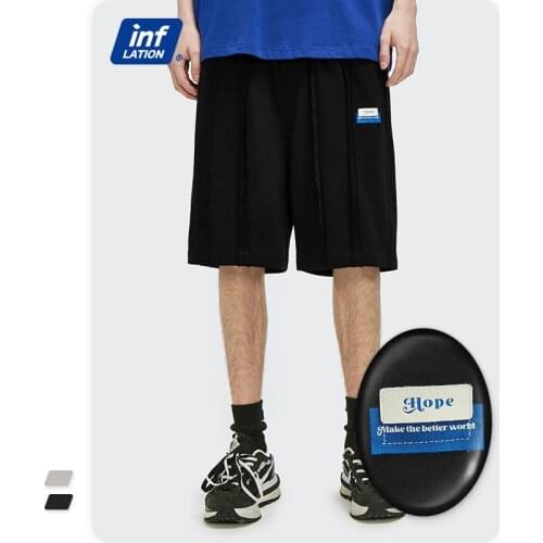 INFLATION Harajuku Shorts Men Streetwear 2021 Summer Lounge Cotton Shorts Men Loose Fit Hip Hop Shorts With Patch 3653S21