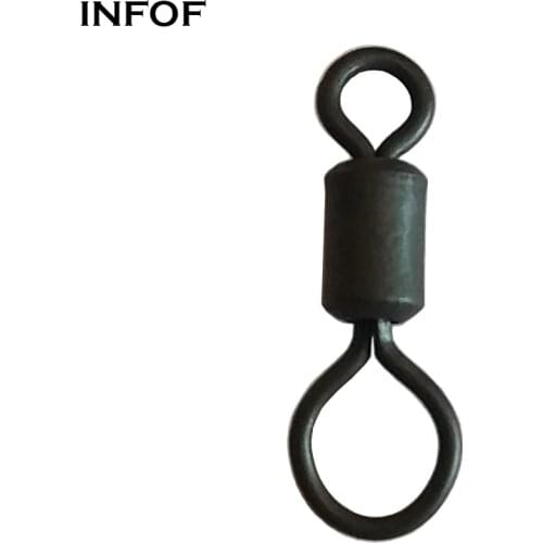 INFOF 200pcs Carp Fishing Accessories Rolling Fishing Swivels Long Body Matte Black Carp Fishing Connector 17mm Pesca Peche