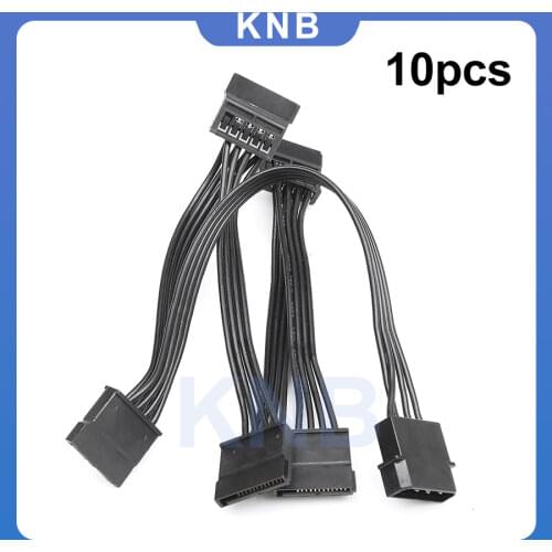 10Pcs 4pin IDE Molex to 5 SATA 15Pin Hard Drive Power Supply Splitter Cable Cord for DIY PC Sever 4-pin to 15-pin Power