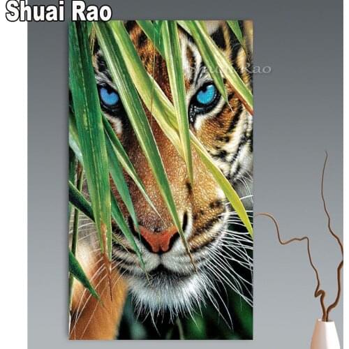 80x160cm Tiger In Jungle Animal 3D Drill Picture Diamond Art Full Square/Round 5D Diamond Painting Mosaic Set Wall Decor