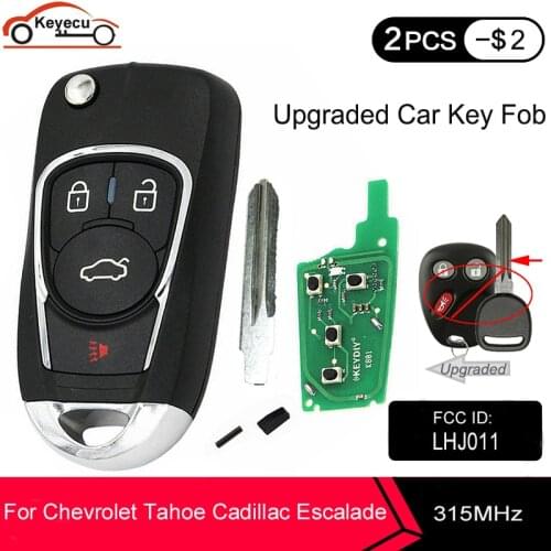 KEYECU Upgraded Remote Car Key Fob for GM Hummer H2 Chevrolet Avalanche Cadillac Escalade 3 Button 315mhz LHJ011 2003 2004 2005